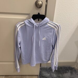 Adidas Lavender Hoodie with Cream Stripes